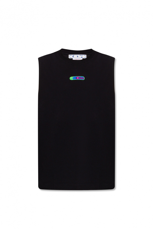 White - linen shirt Off - Black Sleeveless T - needles poly